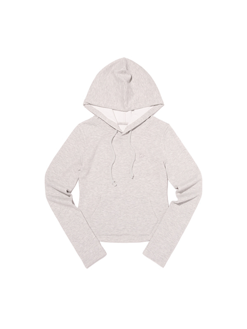 STRIPE SLIM-FIT HOODIE(MELANGE GRAY)