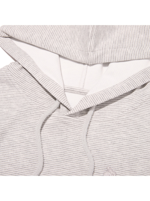 STRIPE SLIM-FIT HOODIE(MELANGE GRAY)