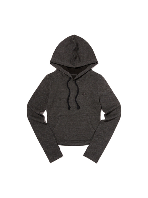 STRIPE SLIM-FIT HOODIE(BLACK)