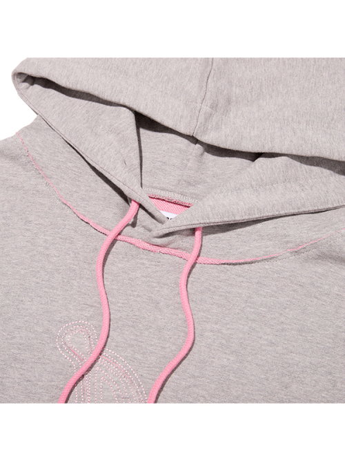 CHERRY APPLIQUE LOOSE-FIT HOODIE(MELANGE GRAY)