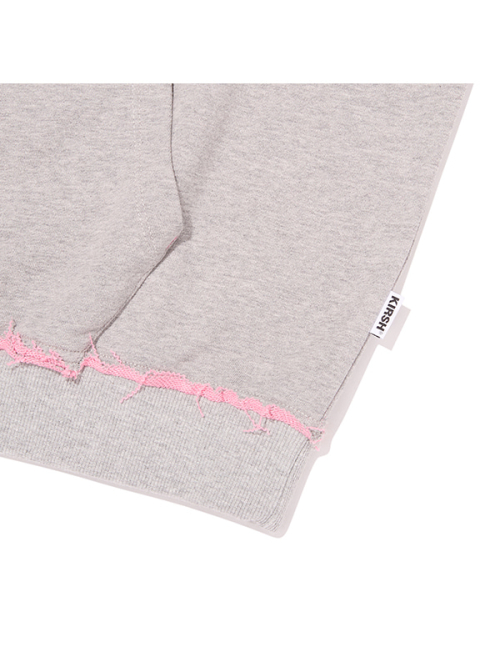 CHERRY APPLIQUE LOOSE-FIT HOODIE(MELANGE GRAY)