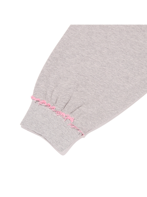 CHERRY APPLIQUE LOOSE-FIT HOODIE(MELANGE GRAY)