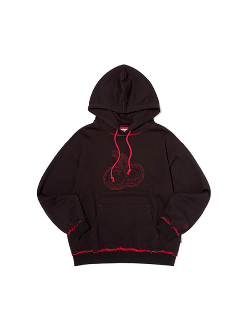 CHERRY APPLIQUE LOOSE-FIT HOODIE(BLACK)