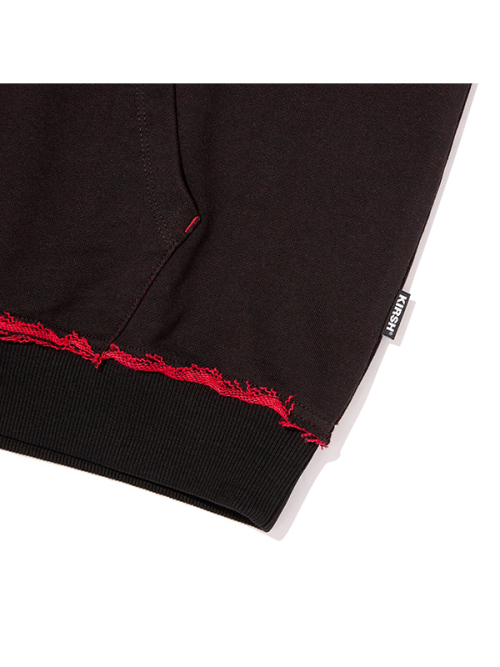 CHERRY APPLIQUE LOOSE-FIT HOODIE(BLACK)
