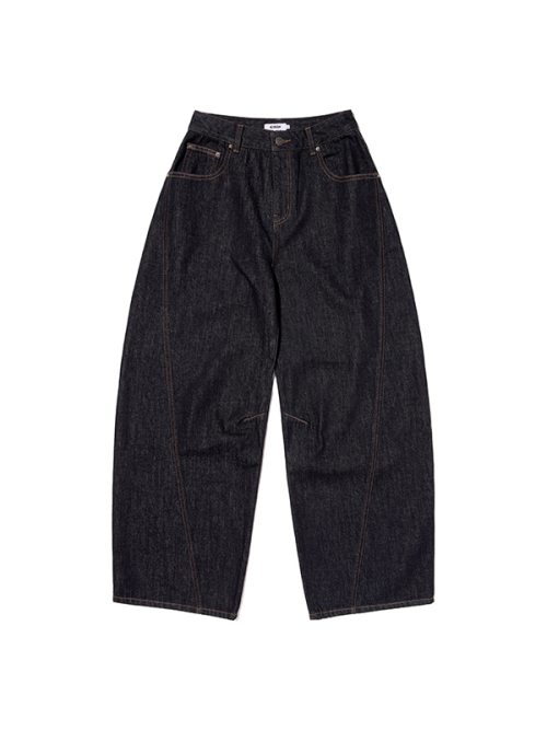 BIG WIDE CURVED PANTS(INDIGO BLUE)