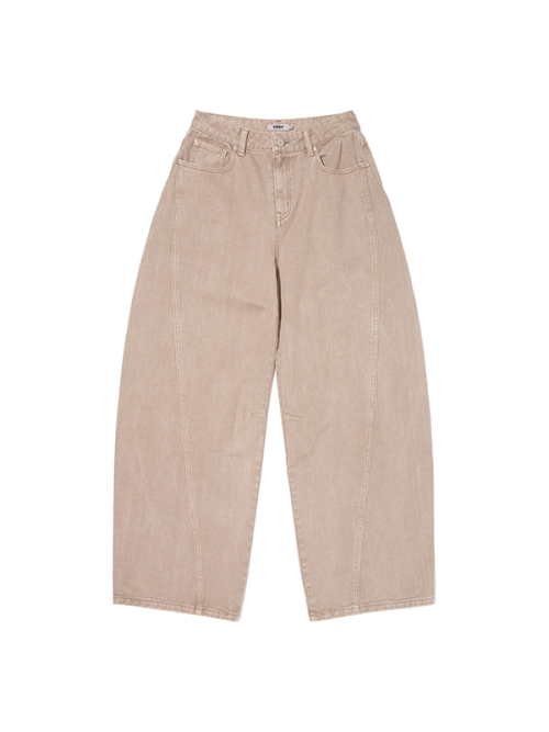 BIG WIDE CURVED PANTS(BEIGE)