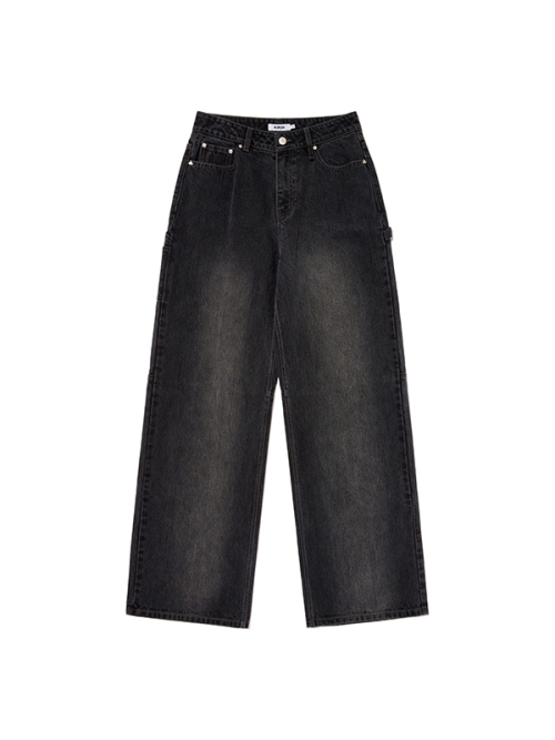 CARPENTER WIDE-FIT TWILL DENIM PANTS(BLACK)