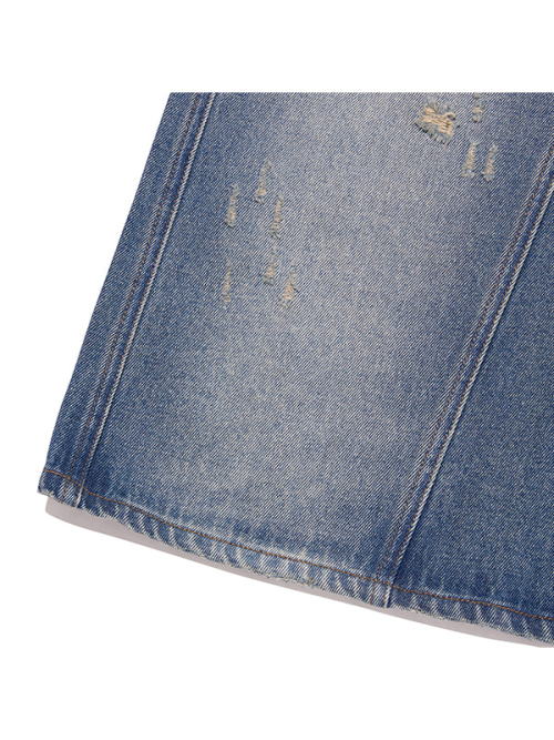 DAMAGE MAXI DENIM SKIRT(BLUE)