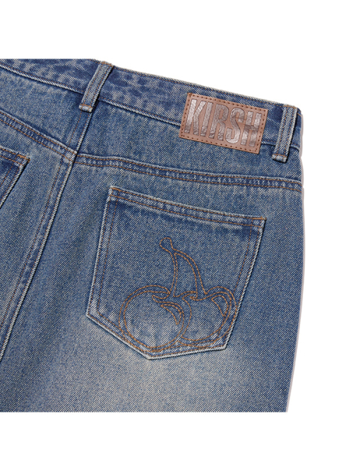 DAMAGE MAXI DENIM SKIRT(BLUE)