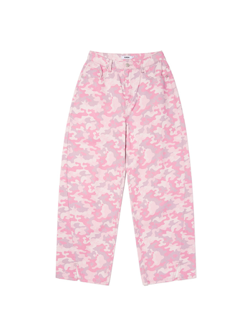 CHERRY CAMO WIDE-FIT DENIM PANTS(LIGHT PINK)