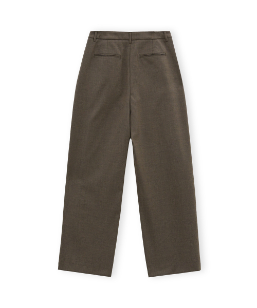 W Wool Pleats Pants, Brown