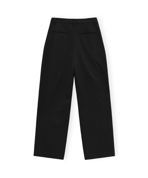 W Wool Pleats Pants, Black