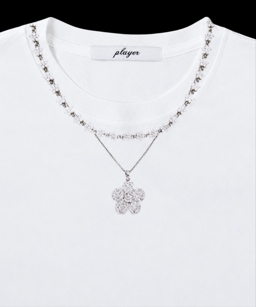 Flower Necklace Jewel Tee (Crystal)
