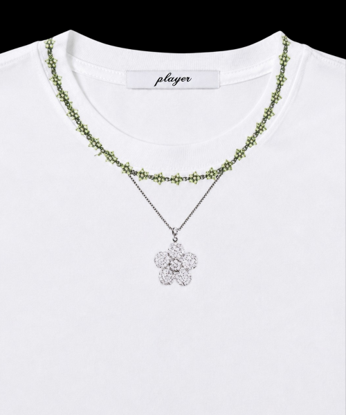 Flower Necklace Jewel Tee (Peridot)