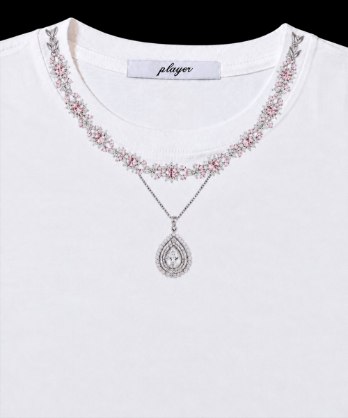 Teardrop Necklace Jewel Tee (Light rose)