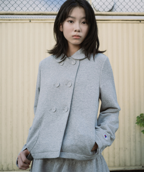 챔피온 X 오헤시오 라운드 카라 더블 버튼 자켓 Melange Gray
