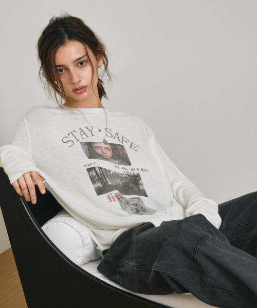 Portrait Raw-Edge Graphic T Shirt