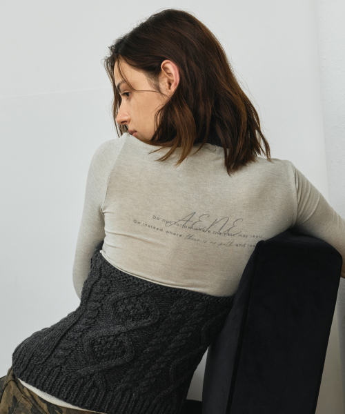 Syueol High-Neck Wool Warmer Tee (Sage Beige)