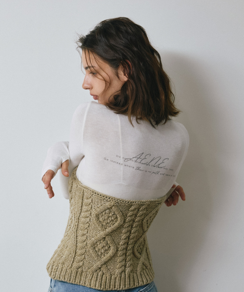 Syueol High-Neck Wool Warmer Tee (Sage Beige)