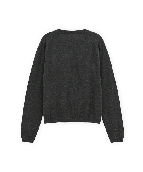 W Super Fine Bound Neck Knit, Charcoal