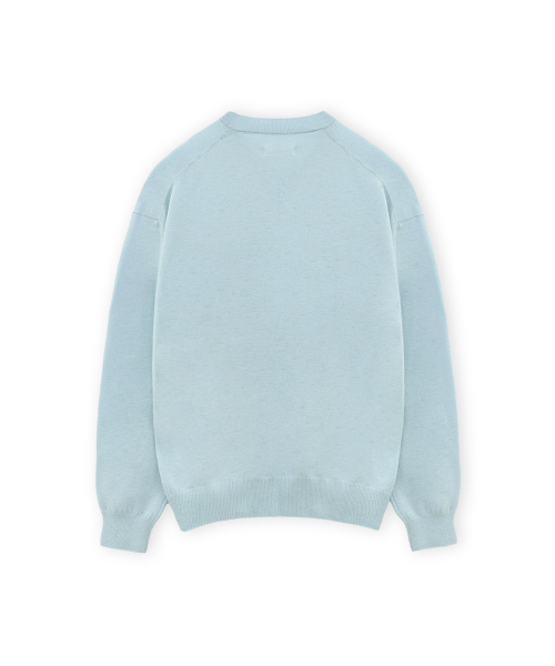 W Extra Super Fine V Neck Knit, Light Blue