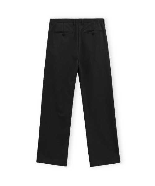 Wool Two Tuck Trouser, Black