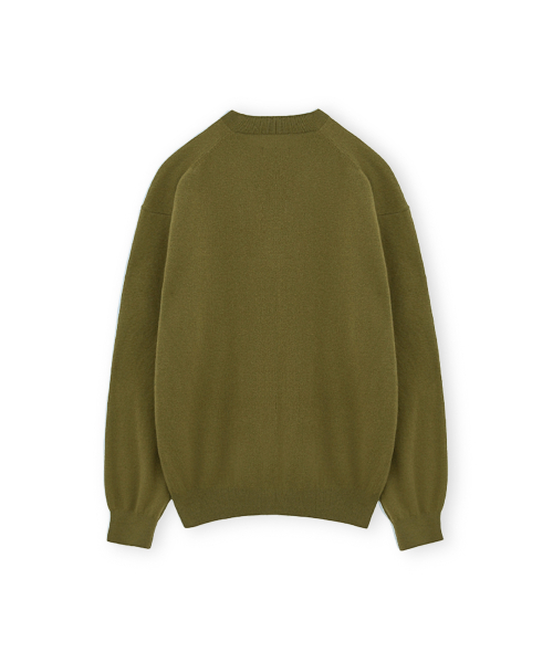 Extra Super Fine V Neck Knit, Olive