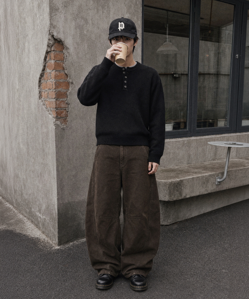 에센셜 크롭헨리넥니트 (5color)