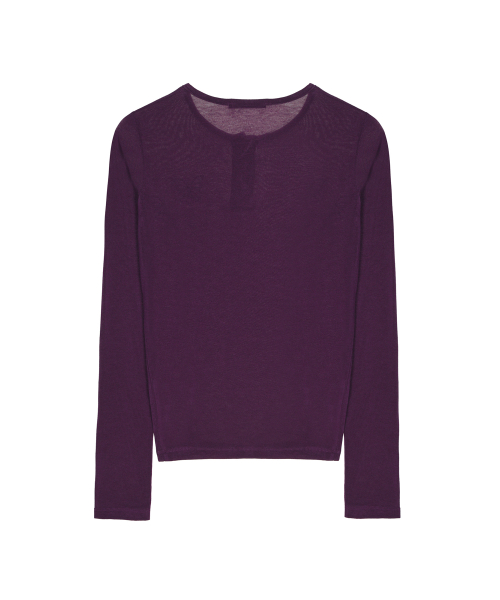 BUTTERFLY HENLEYNECK SLEEVE TOP_PURPLE