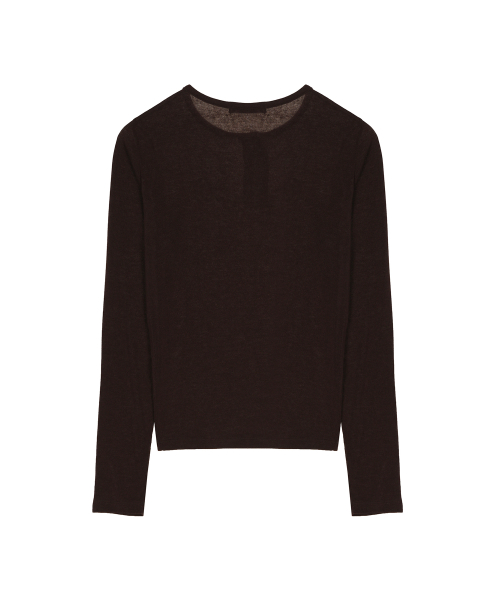 BUTTERFLY HENLEYNECK SLEEVE TOP_BROWN