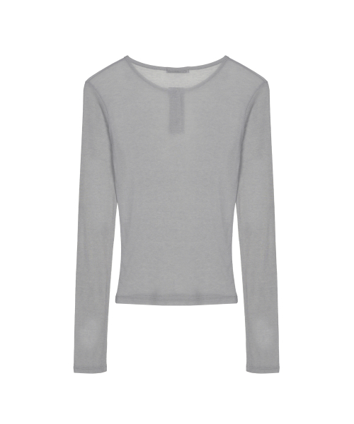 BUTTERFLY HENLEYNECK SLEEVE TOP_GRAY