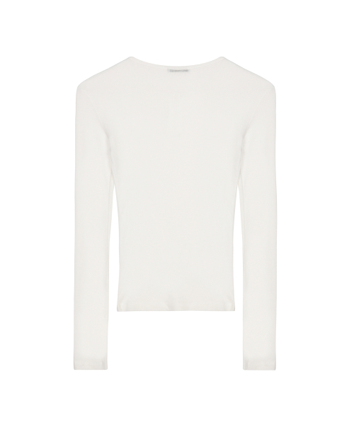 BUTTERFLY HENLEYNECK SLEEVE TOP_IVORY