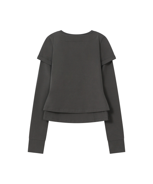 Contrast layered long sleeve SET CHARCOAL