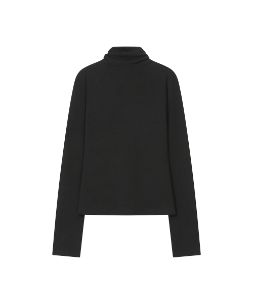 Mock neck side button long sleeve BLACK