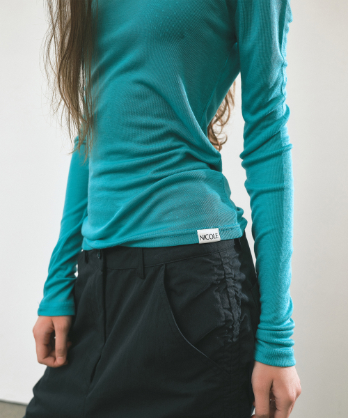 LAYERED BOAT NECK TOP_BLUE GREEN