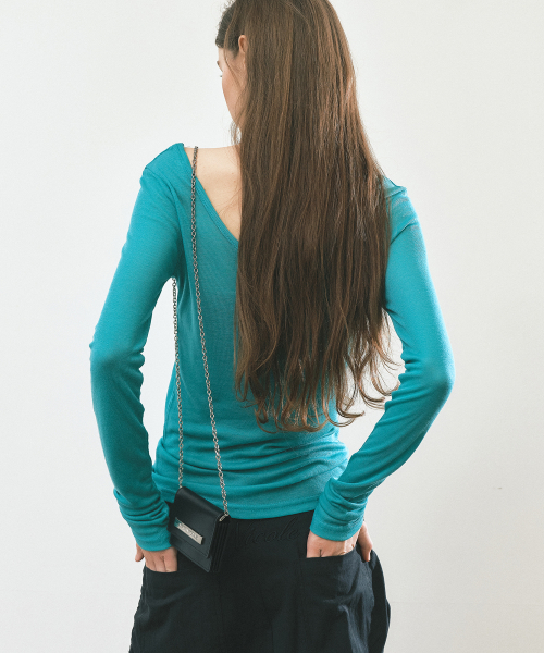 LAYERED BOAT NECK TOP_BLUE GREEN