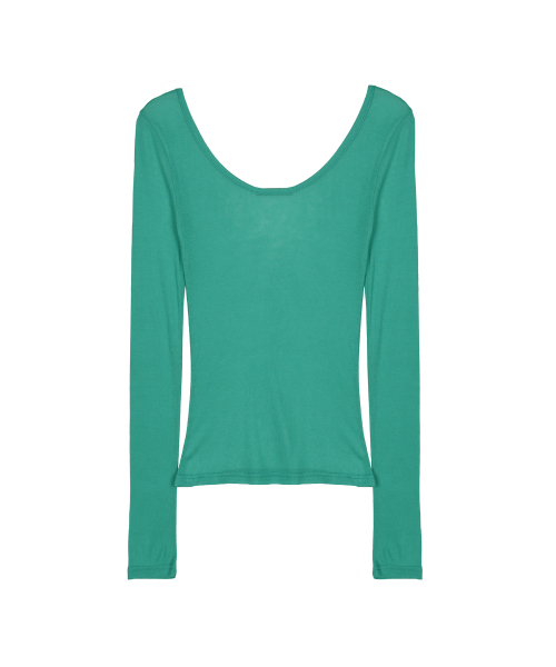 LAYERED BOAT NECK TOP_BLUE GREEN