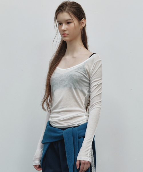 LAYERED BOAT NECK TOP_IVORY