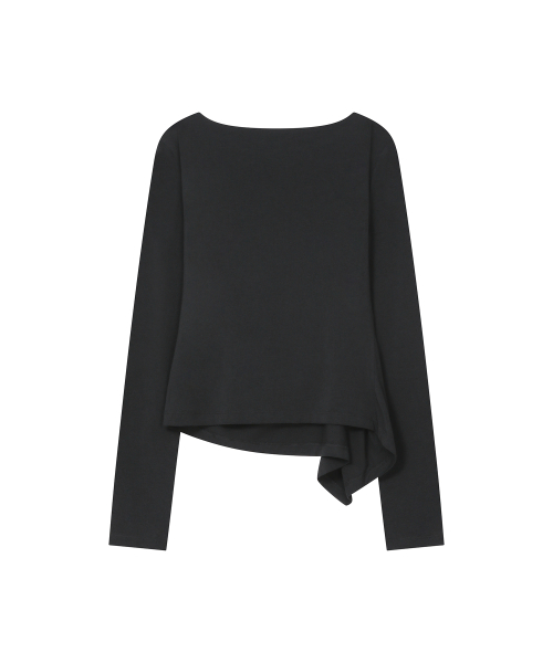 Asymmetric draped long sleeve BLACK