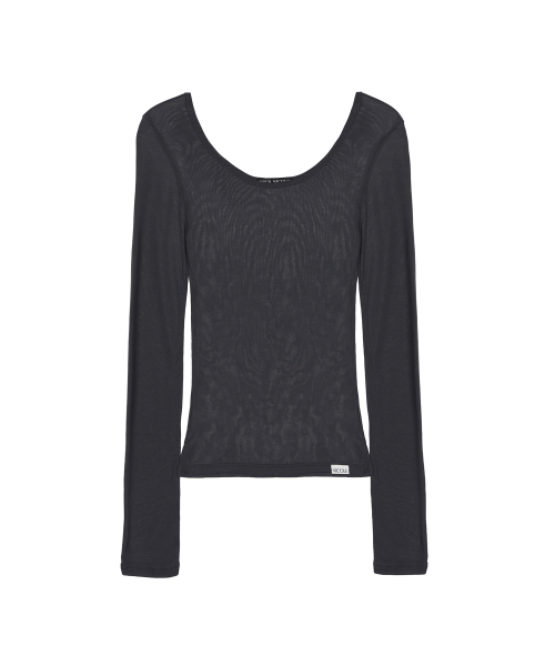 LAYERED BOAT NECK TOP_CHARCOAL