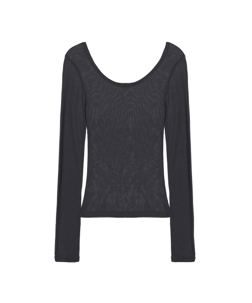 LAYERED BOAT NECK TOP_CHARCOAL