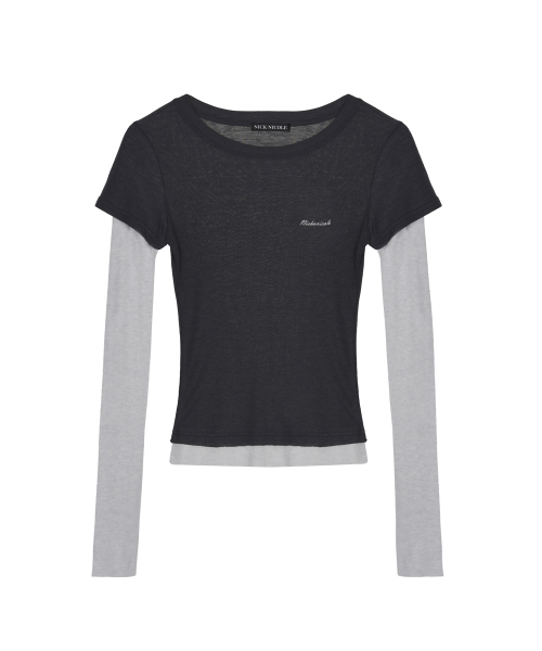 CONTRAST LAYERED TOP_CHARCOAL