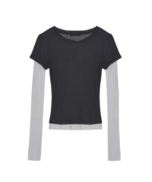 CONTRAST LAYERED TOP_CHARCOAL