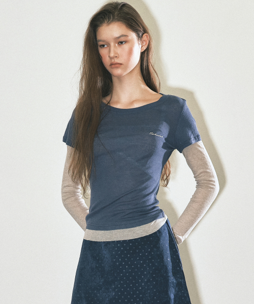 CONTRAST LAYERED TOP_NAVY
