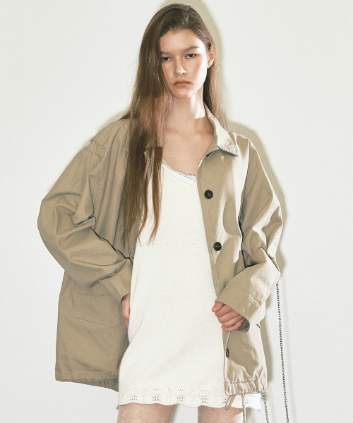 WASHED COTTON WORK JACKET_BEIGE