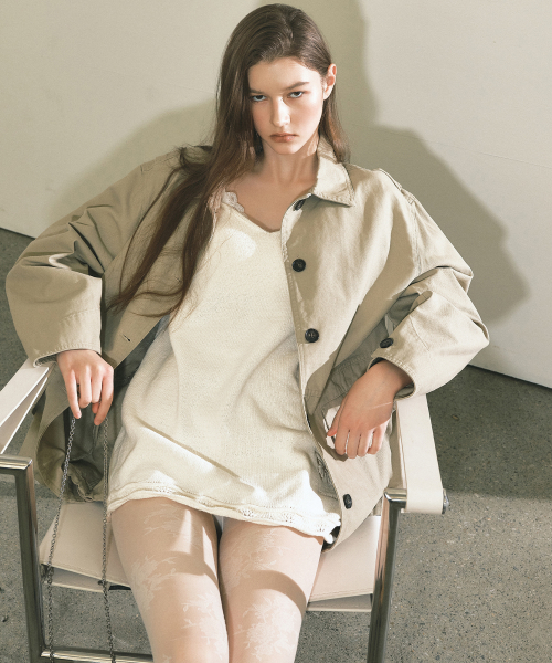 WASHED COTTON WORK JACKET_BEIGE
