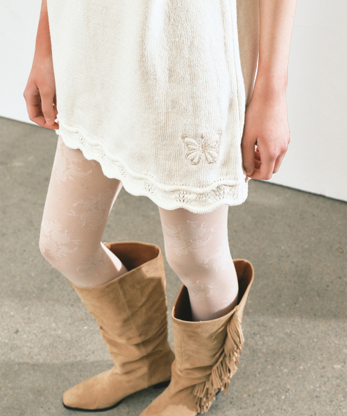 LACE TRIM MINI DRESS_IVORY