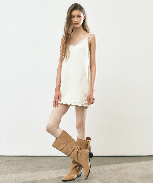 LACE TRIM MINI DRESS_IVORY