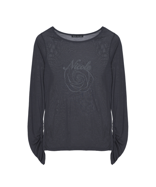 NICOLE ROSE SHIRRING TOP_CHARCOAL