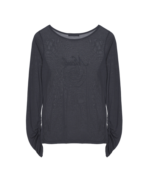 NICOLE ROSE SHIRRING TOP_CHARCOAL
